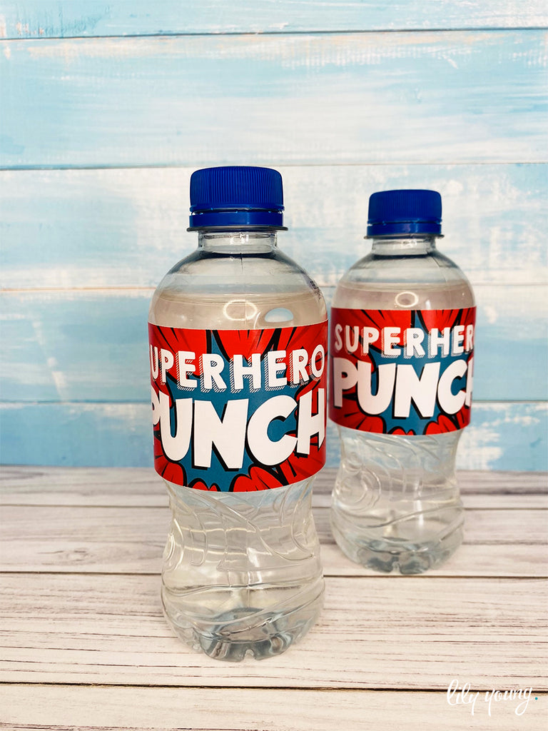 Superhero Boy Water Bottle Labels - Pack of 12