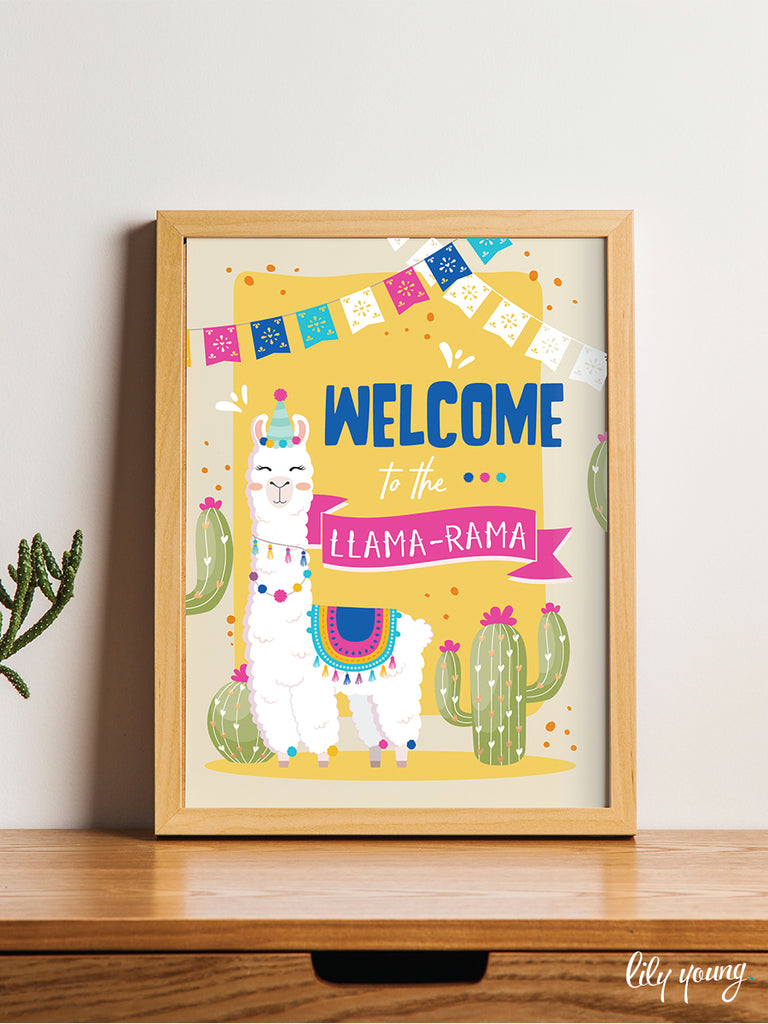 Green/Yellow Llama Welcome Sign - Pack of 1